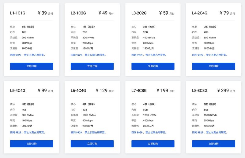 9929 促销，年付 可+100M 峰值，部分可用区去程不是9929，回程三网9929！欢迎新老用户选购，可叠加10%优惠码：H2R6KV22HZ